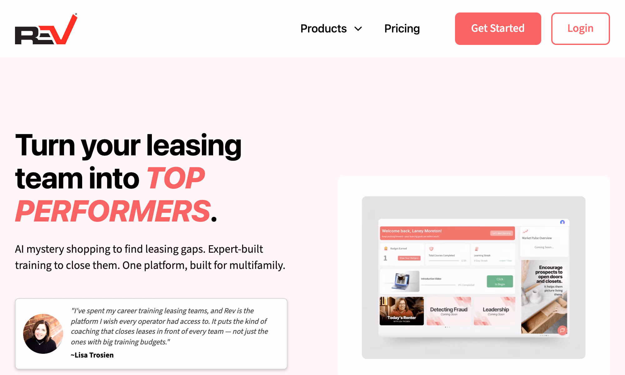 Rev Leasing homepage screenshot